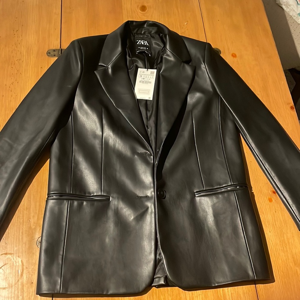 Zara Leather Blazer Size Small